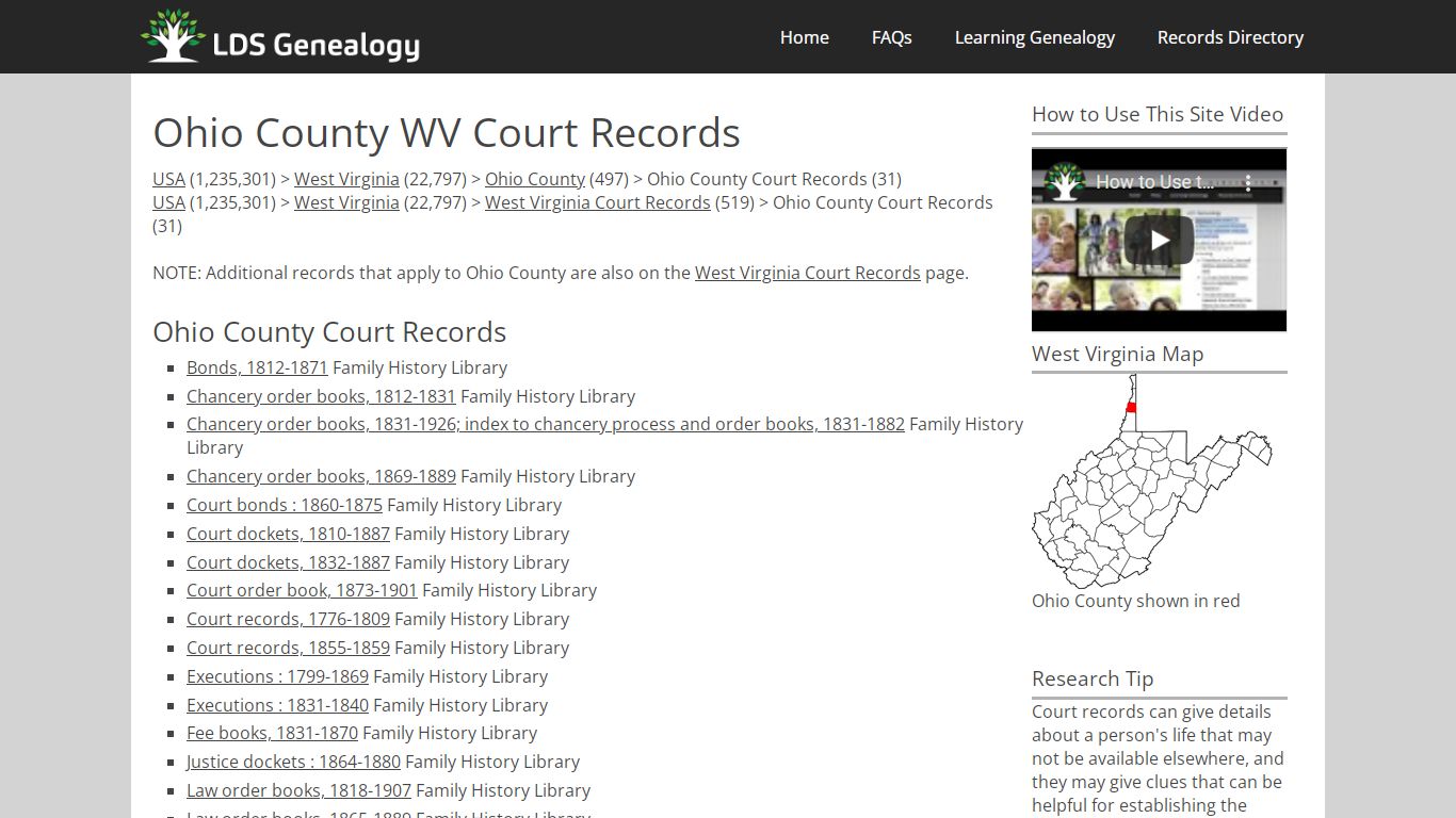 Ohio County WV Court Records - LDS Genealogy