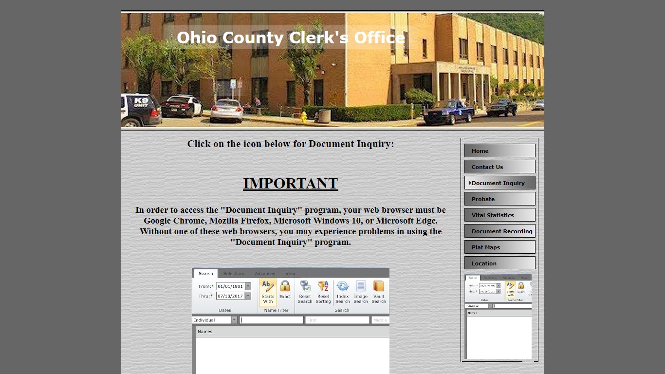 Document Inquiry - Ohio County Clerk